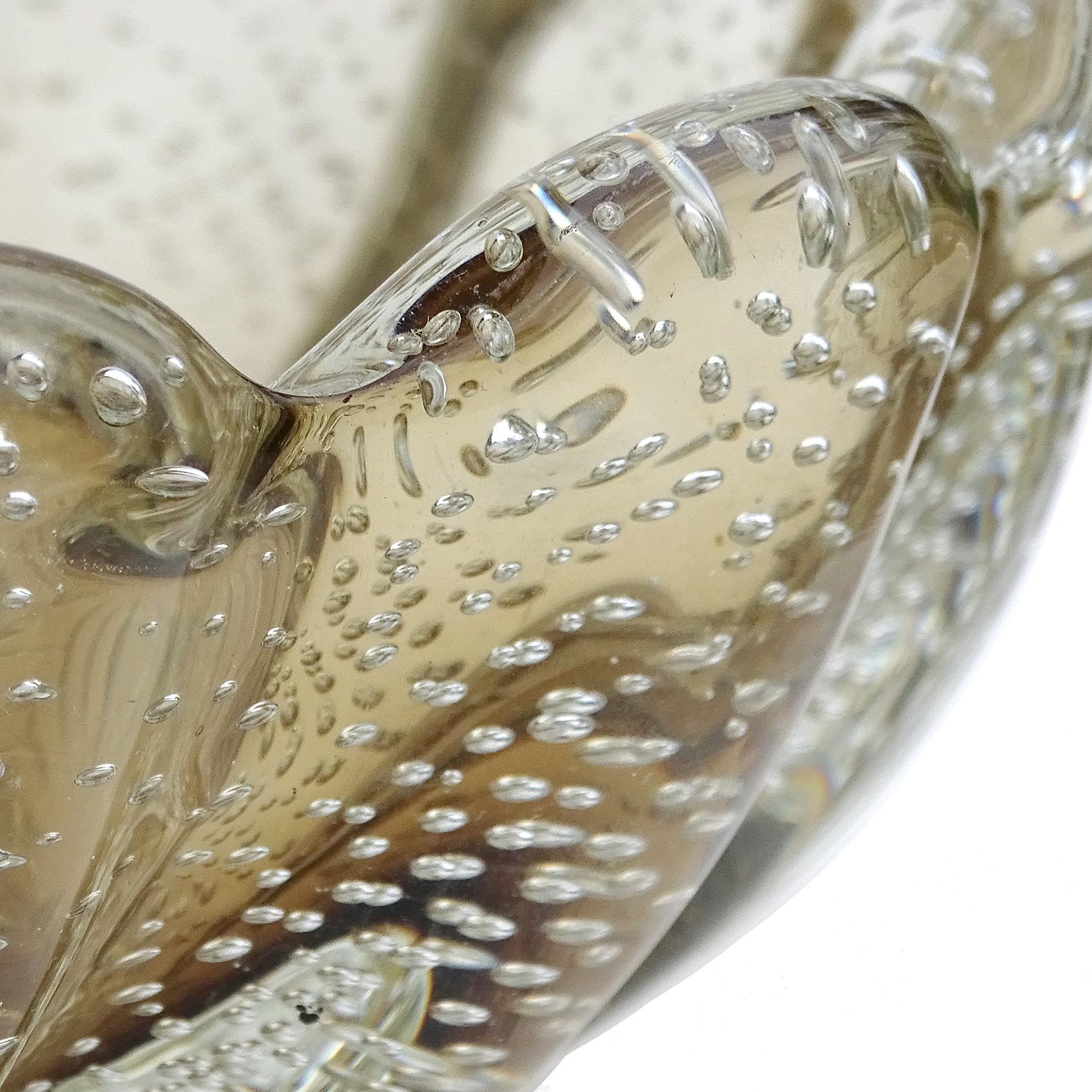 20th Century Seguso Vetri d'Arte Murano Champagne Sommerso Italian Art Glass Decorative Bowl For Sale
