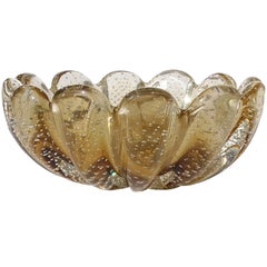 Seguso Vetri d'Arte Murano Murano Champagne Sommerso Italian Art Glass Decorative Bowl (bol décoratif en verre d'art italien)