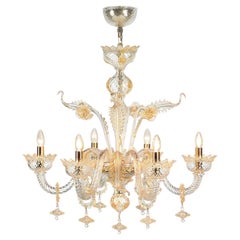 Seguso Vetri d'Arte Murano Glass Albireo 6 Lights Chandelier