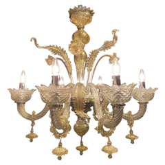 Lustre Seguso Vetri d'Arte en verre de Murano Albireo gris vénitien à 6 éclairages