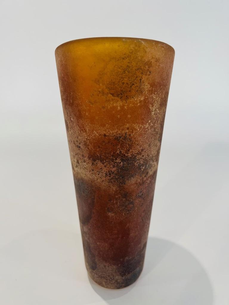 Style international Seguso Vetri dArte Vase en verre de Murano ambre 