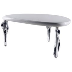 Seguso Vetri d'Arte Murano Glass Barena Table, White Lacquered Top