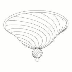 Seguso Vetri d'Arte Murano Glass Ceiling Light white iridescent with gold decor