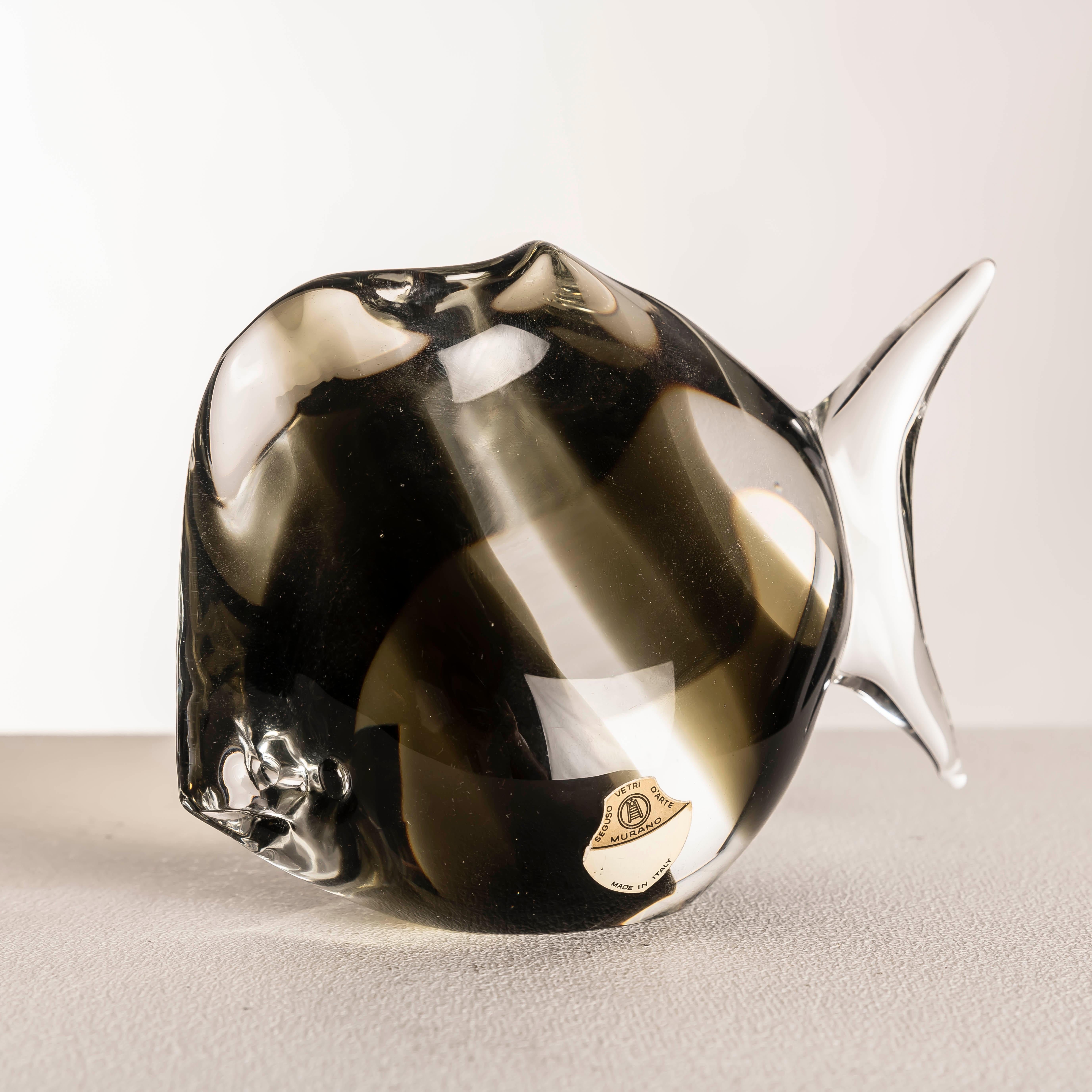 Scultura di pesce in vetro di Murano di Seguso Vetri d'Arte con etichetta originale, Italia anni '60 in vendita 3
