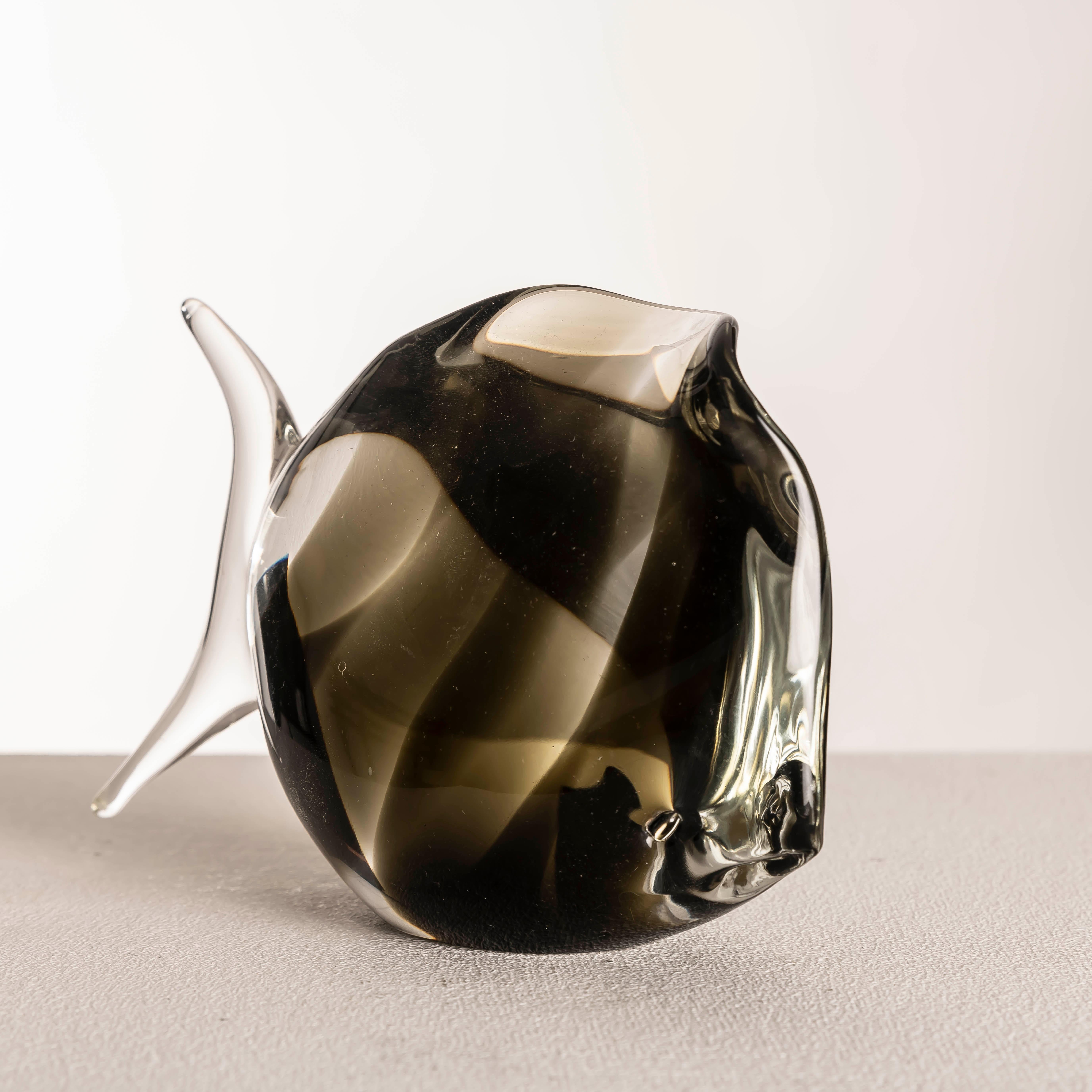 Scultura di pesce in vetro di Murano di Seguso Vetri d'Arte con etichetta originale, Italia anni '60 In condizioni buone in vendita a BARCELONA, ES
