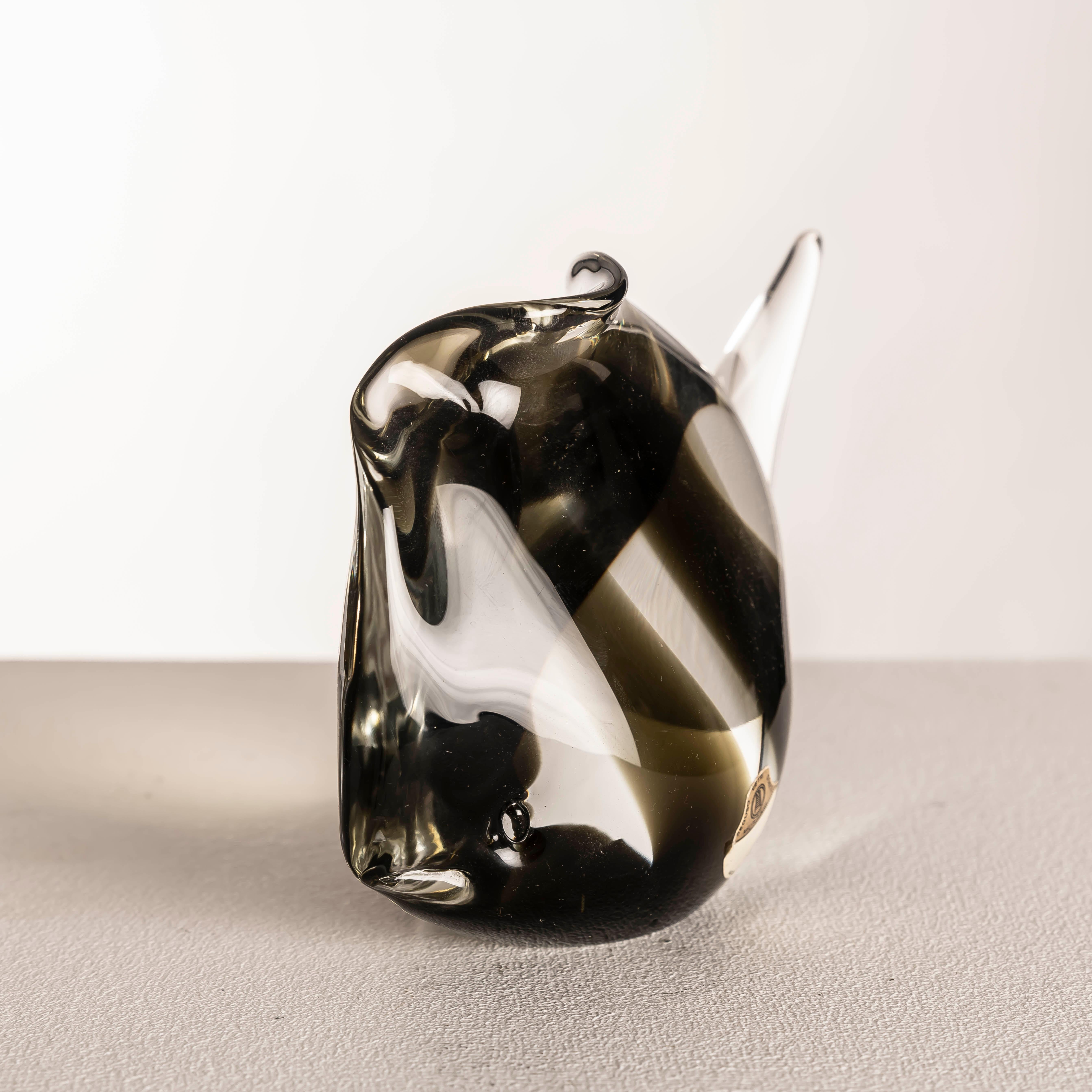 Vetro di Murano Scultura di pesce in vetro di Murano di Seguso Vetri d'Arte con etichetta originale, Italia anni '60 in vendita