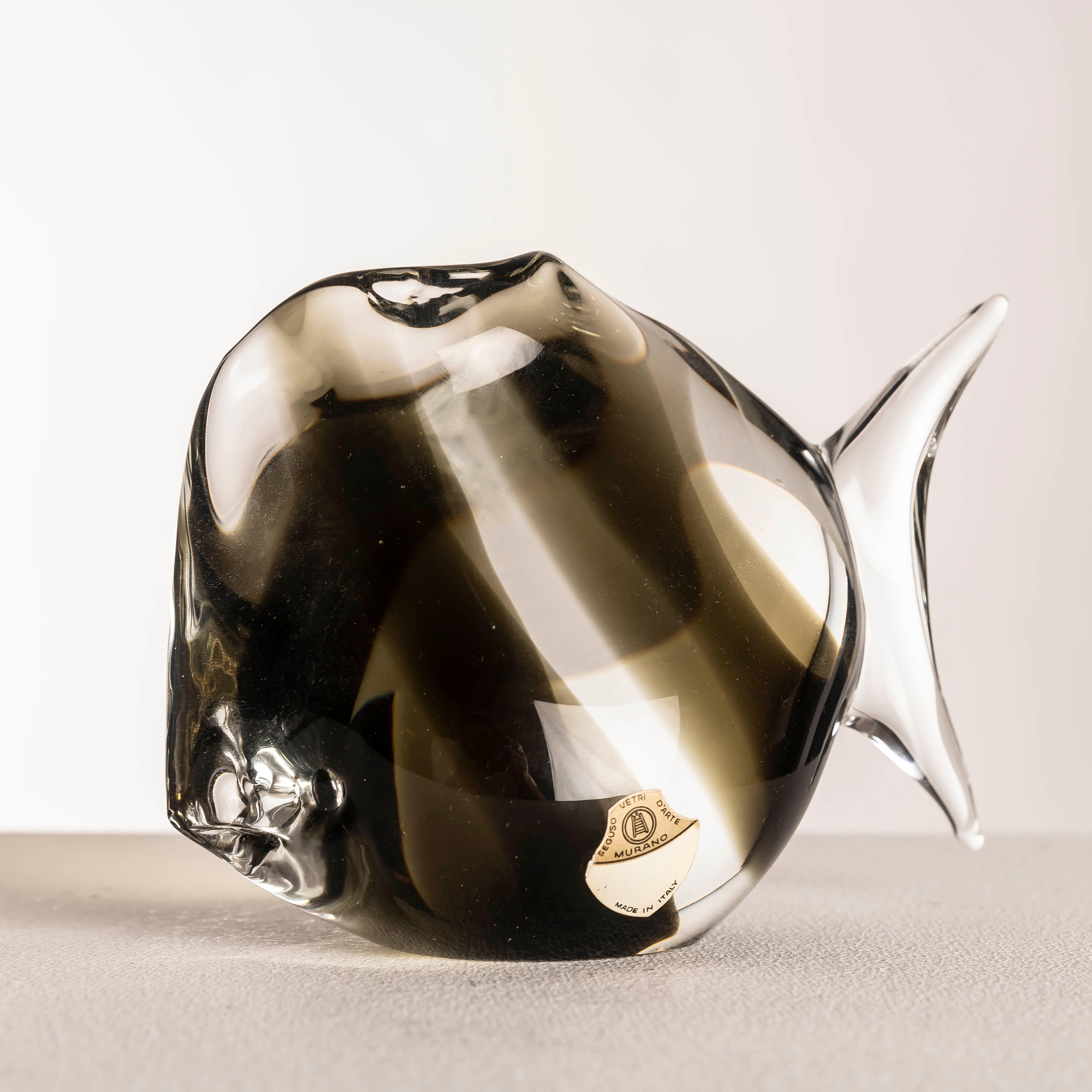 Scultura di pesce in vetro di Murano di Seguso Vetri d'Arte con etichetta originale, Italia anni '60 in vendita 1