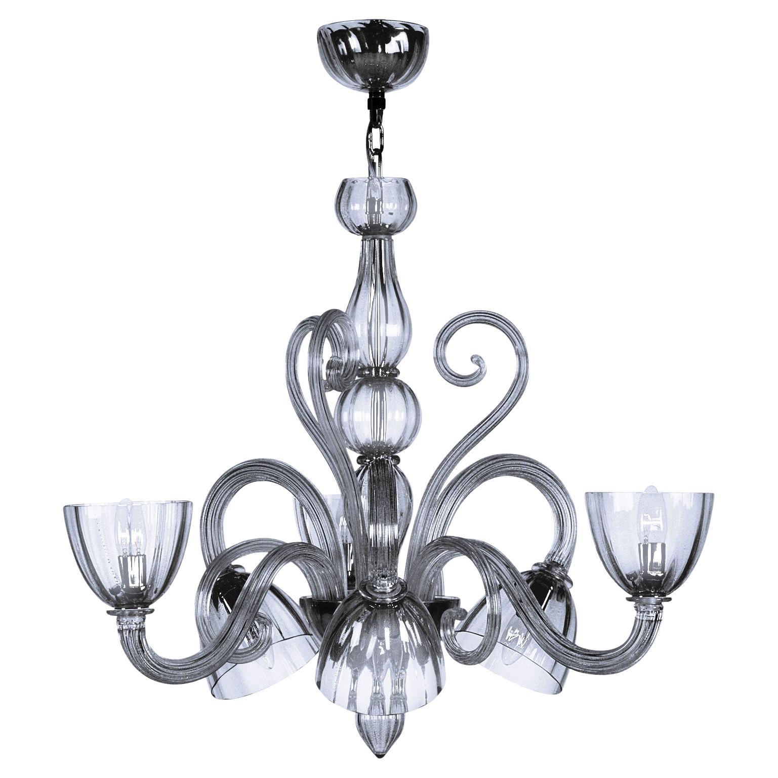 Seguso Vetri d'Arte Murano Glass Florida 5 Lights Chandelier