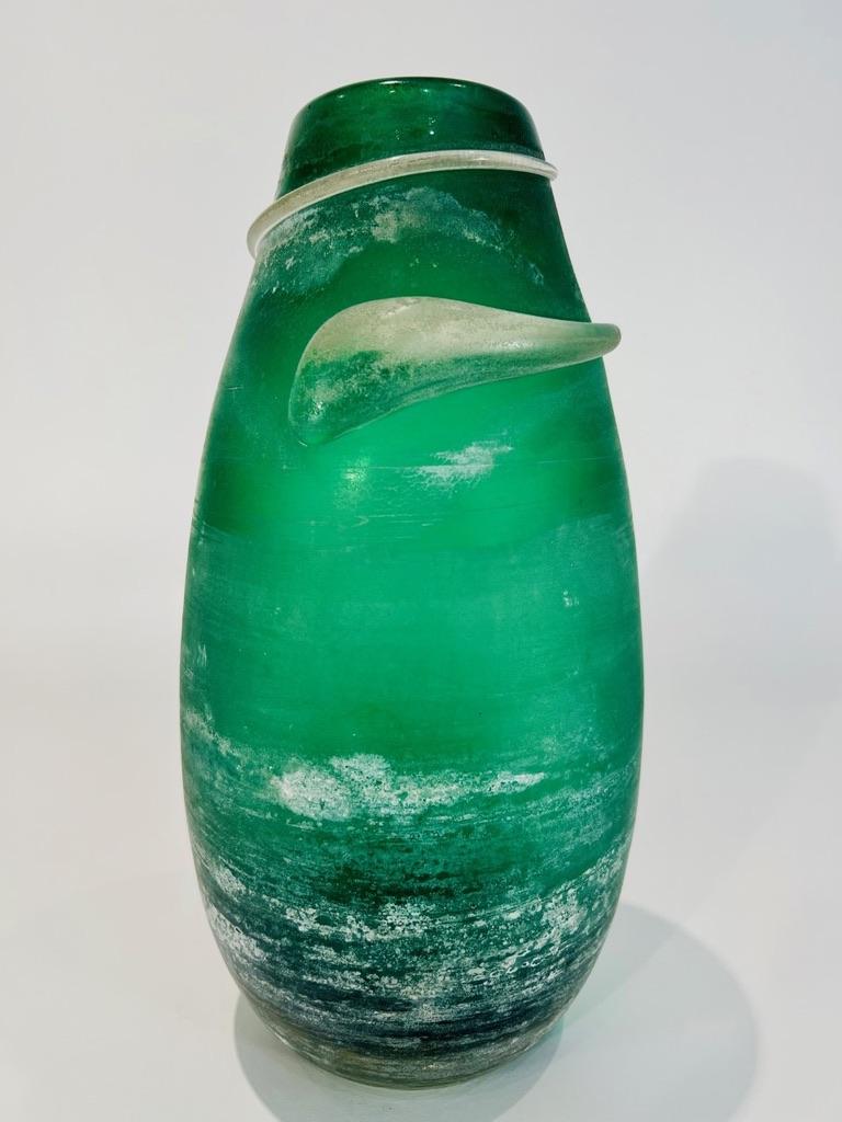 Incroyable vase Seguso Vetri dArte en verre de Murano vert 
