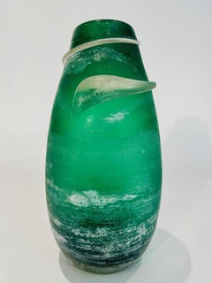 Seguso Vetri dArte Murano glass green "corroso" circa 1950 vase.