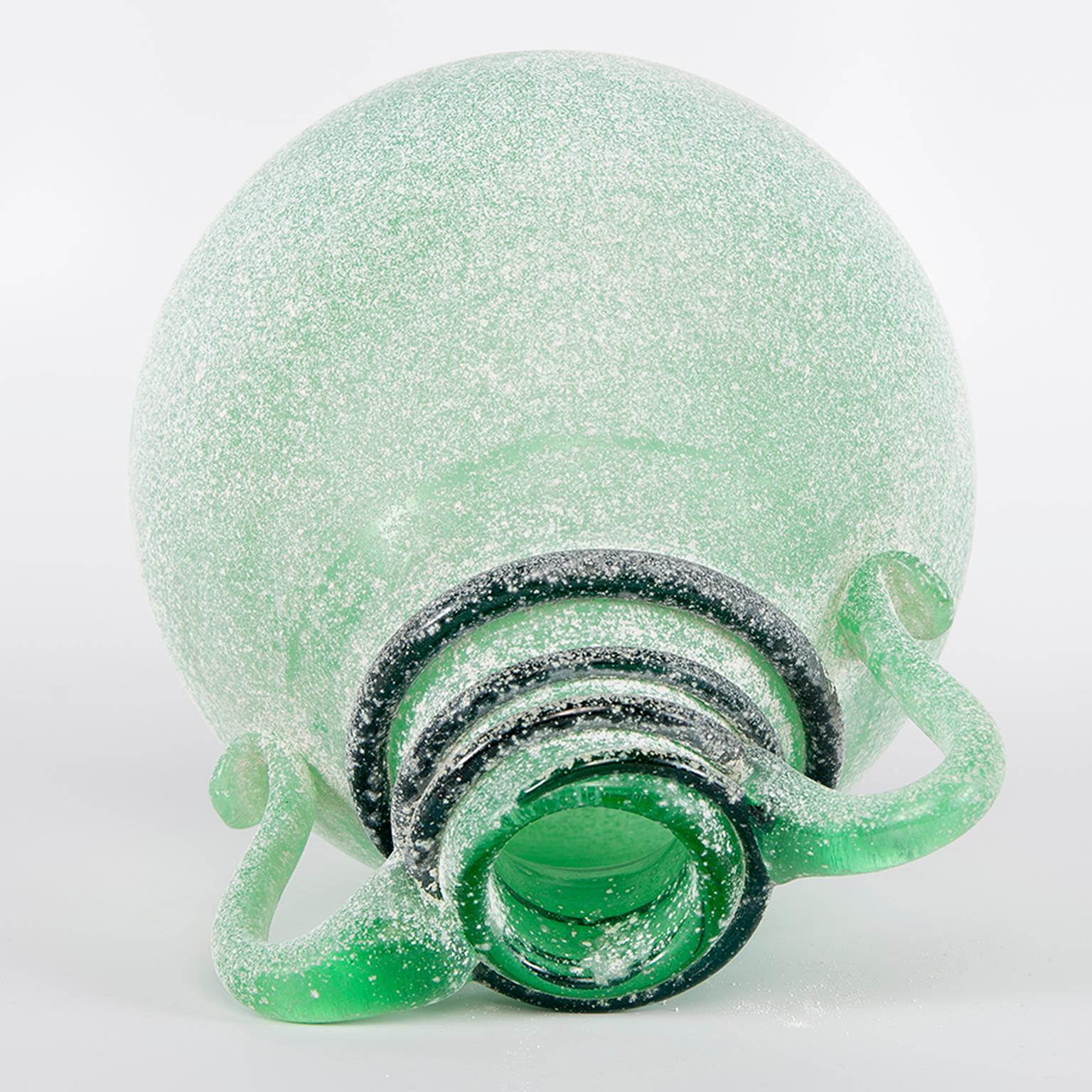 Seguso Vetri d’Arte Murano Glass Green Scavo Vase 2