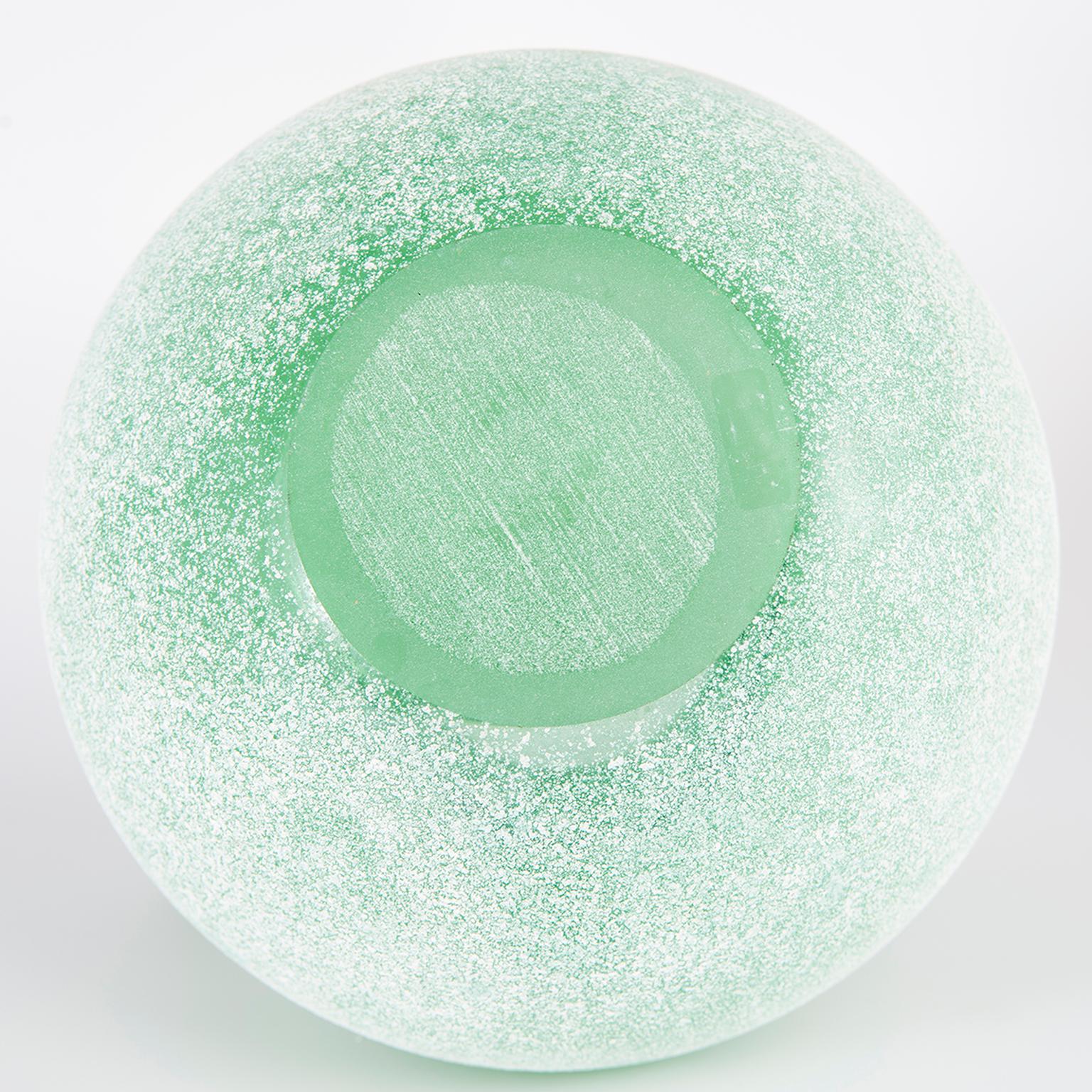 Seguso Vetri d’Arte Murano Glass Green Scavo Vase 3
