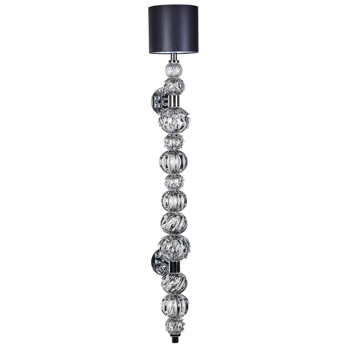 Seguso Vetri d'Arte Murano Glass Mori Tall Grey Sconce