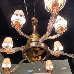 Lampadario Nelle Alpi in vetro di Murano Seguso Vetri d'Arte, Marrone chiaro e bronzo