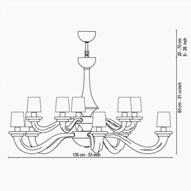 Blown Glass Seguso Vetri d'Arte Murano Glass Nelle Alpi Chandelier, Clear Brown and Bronze For Sale