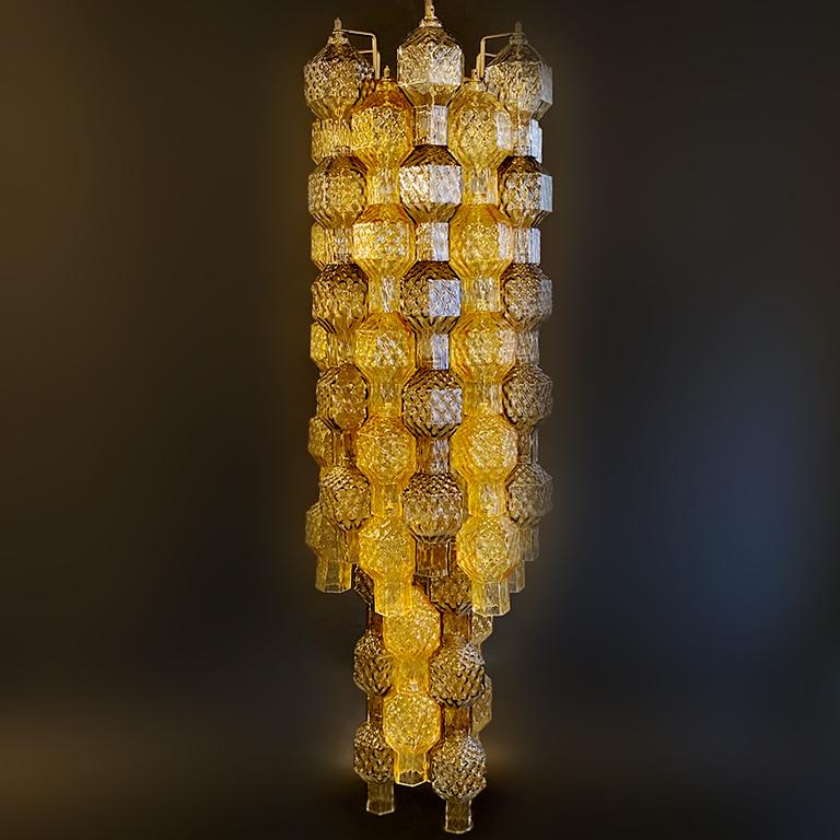 Italian Seguso Vetri d'Arte Murano Glass Poliesaedri Lighting Fixture For Sale