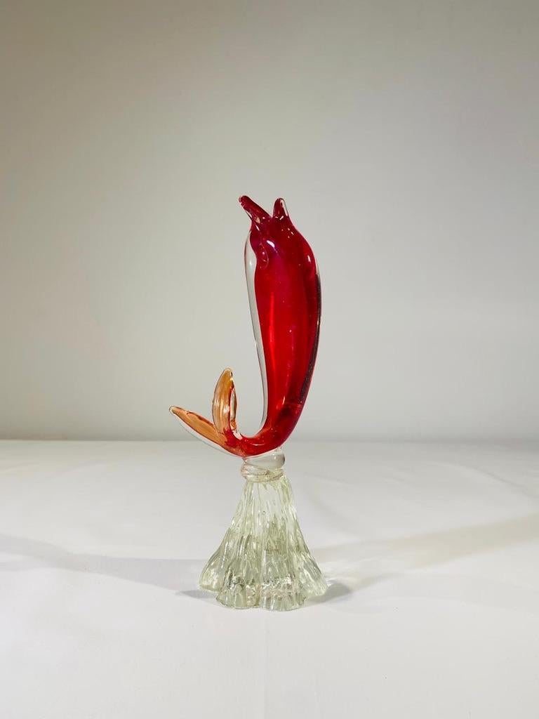 Incredible Seguso Vetri dArte Murano glass red fish circa 1950.