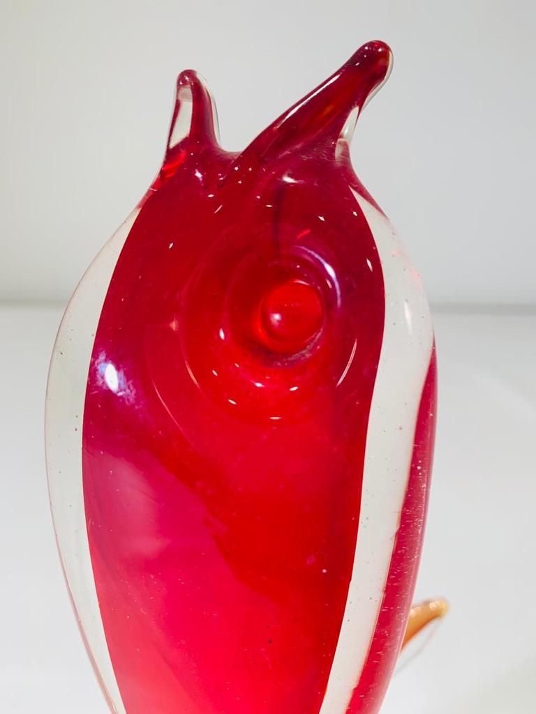 Seguso Vetri dArte Murano glass red fish circa 1950 In Good Condition For Sale In Rio De Janeiro, RJ