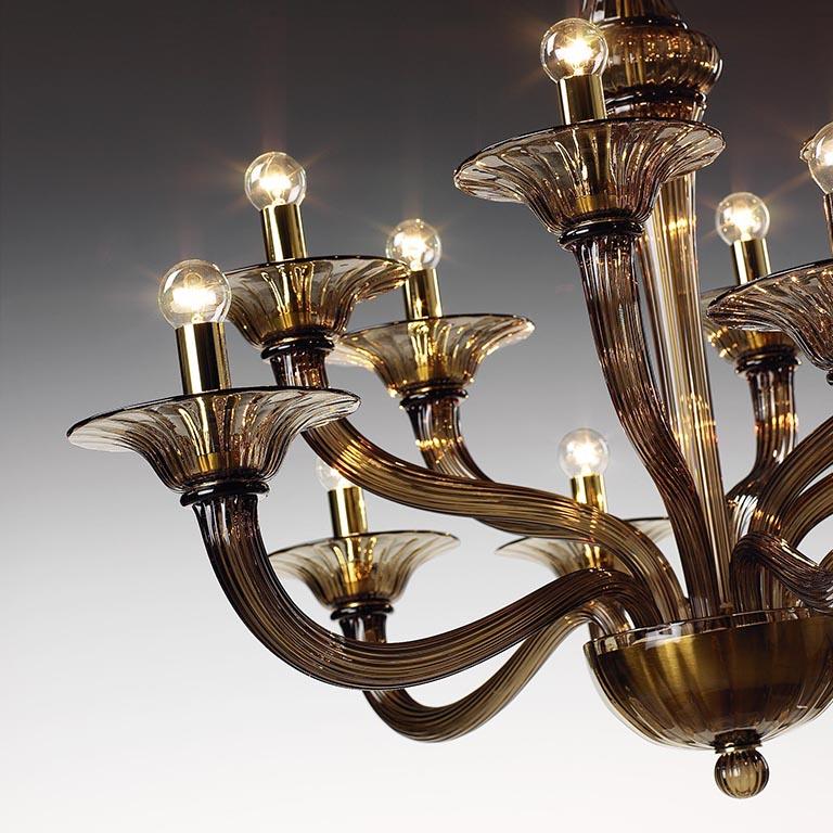 Hand-Crafted Seguso Vetri d'Arte Murano Glass Spica Chandelier