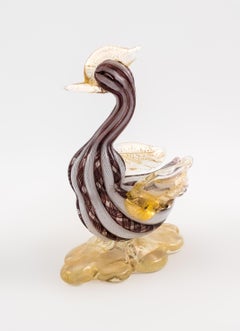 Seguso Vetri D'Arte Murano Glass Swan in Zanfirico