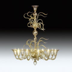 Seguso Vetri d'Arte Murano Glass Vento gold Chandelier 10 Lights