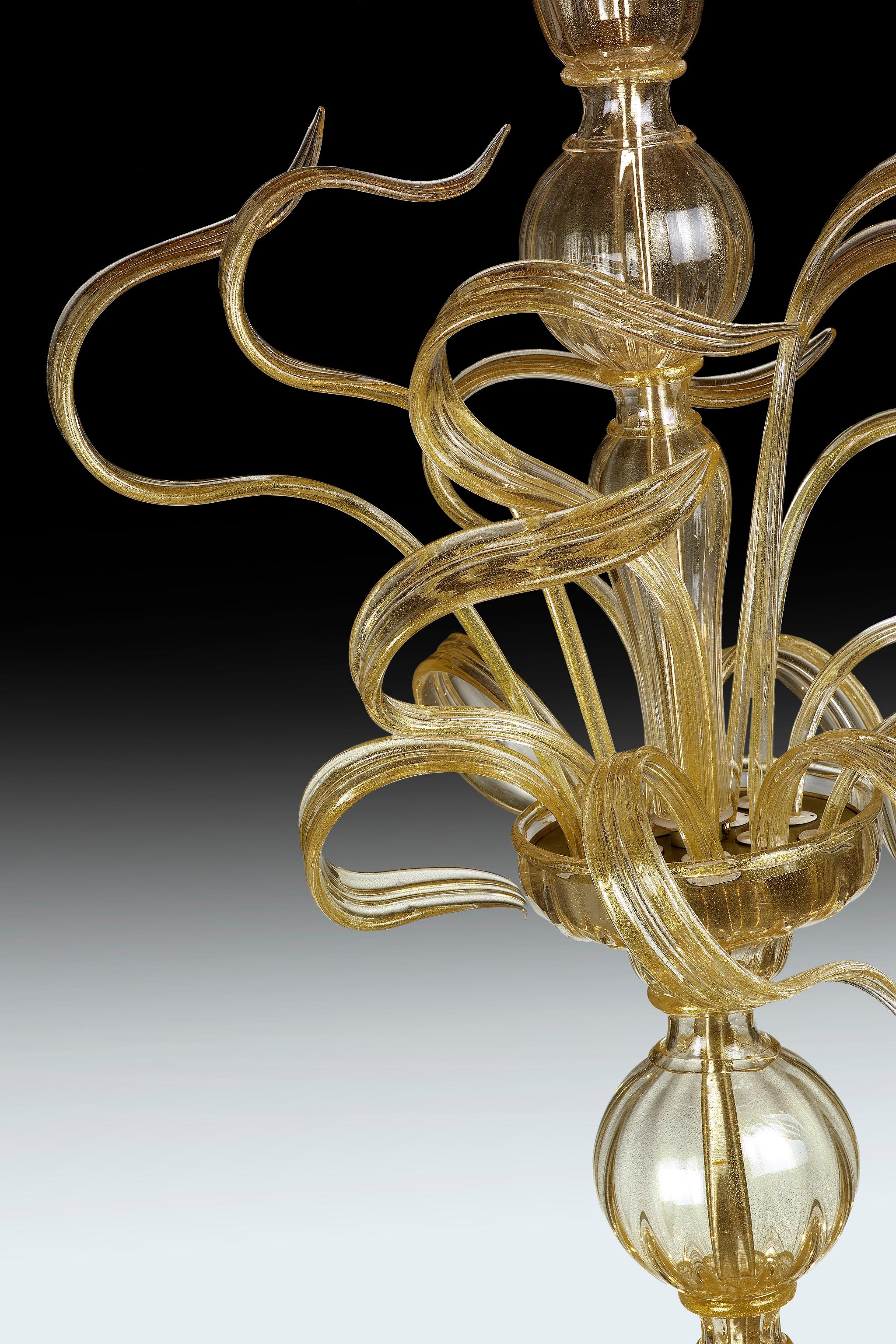 Seguso Vetri d'Arte Lámpara de cristal de Murano Vento dorado 10 Luces en Excelente estado para la venta en Murano-Venice, IT
