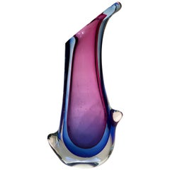 SEGUSO VETRI d
ARTE Murano Glass Violet and Blue "Sommerso" Vase, circa 1950