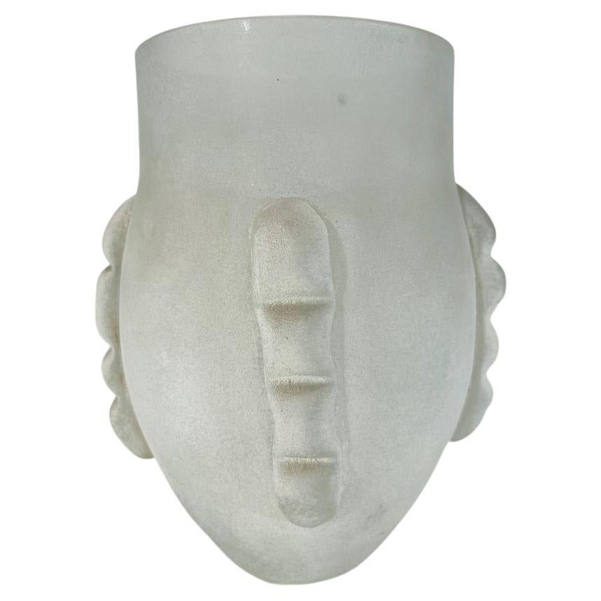 Seguso. Vetri dArte Murano Glass white "Corroso" vase circa 1950 For Sale
