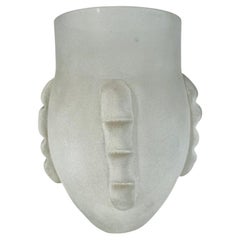 Retro Seguso. Vetri dArte Murano Glass white "Corroso" vase circa 1950