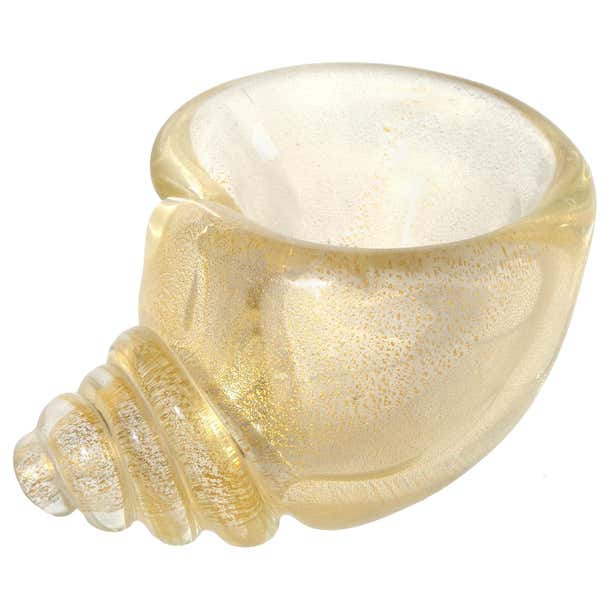 Seguso Vetri d'Arte Murano Gold Flecks Italian Art Glass Seashell ...