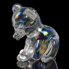 Seguso Vetri d'Arte Murano Iridescent Italian Art Glass Baby Bear Cub Sculpture