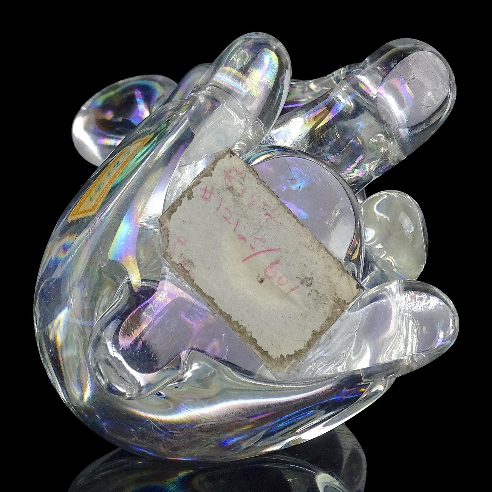20th Century Seguso Vetri d'Arte Murano Iridescent Italian Art Glass Baby Bear Cub Sculpture