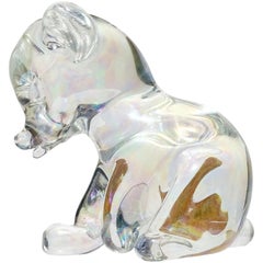 Seguso Vetri d'Arte Murano Iridescent Italian Art Glass Baby Bear Cub Sculpture