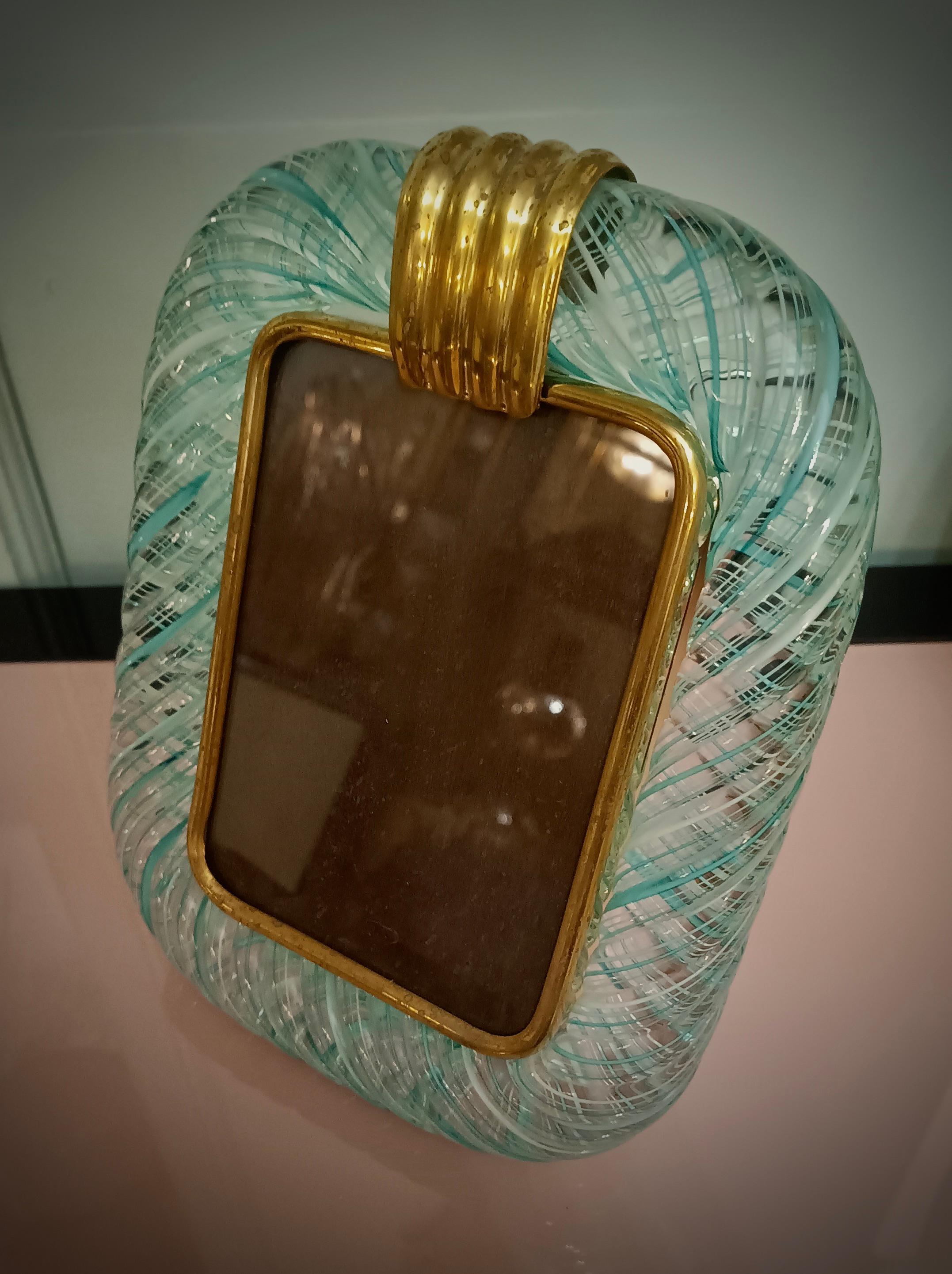 Seguso Vetri d'Arte Murano, cornice in vetro soffiato verde chiaro, 1980 3
