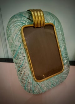 Seguso Vetri D'arte Murano Light Green Blown Glass Picture Frame, 1980