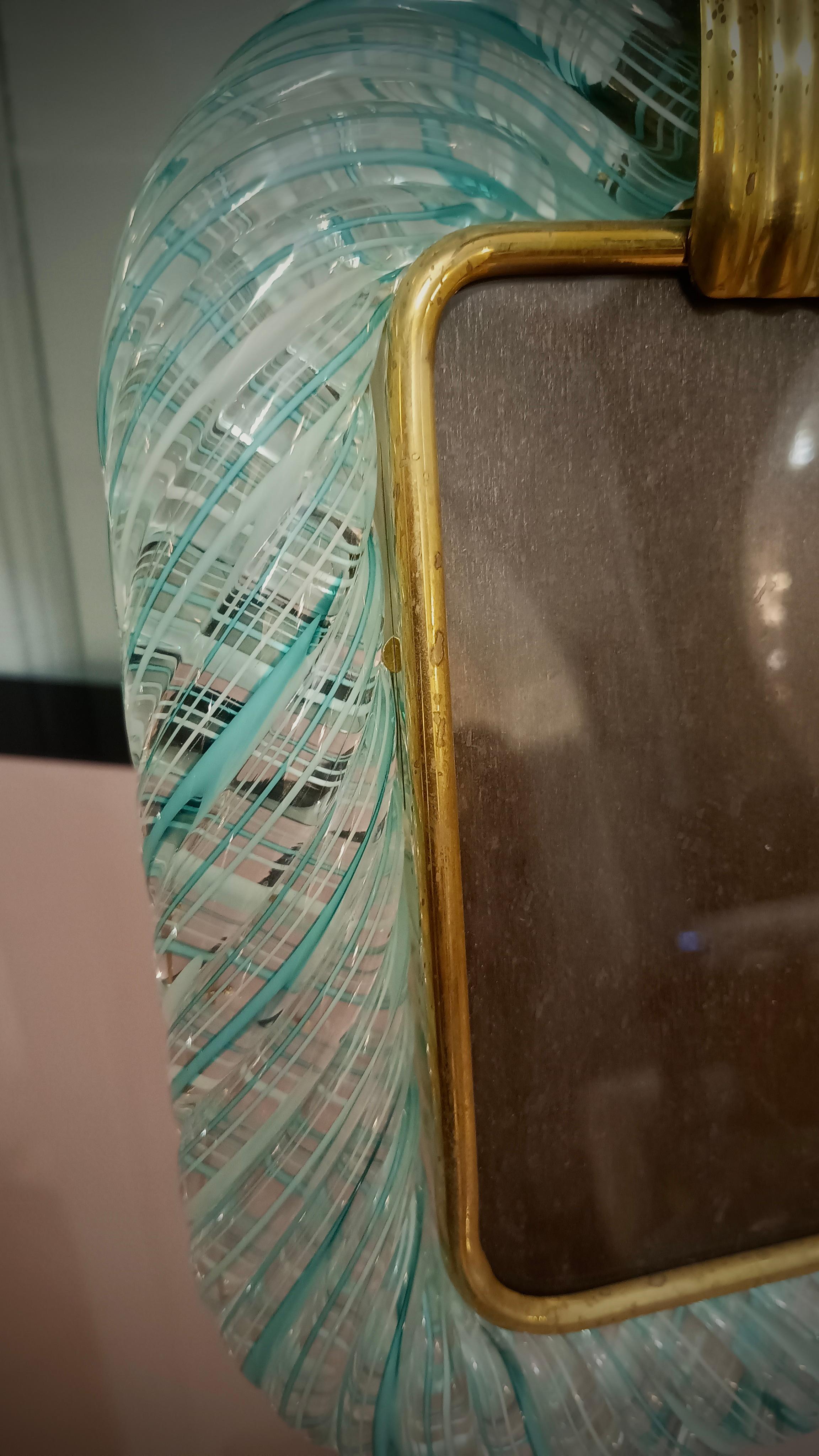 Seguso Vetri d'Arte Murano, cornice in vetro soffiato verde chiaro, 1980 In condizioni buone a Rome, IT