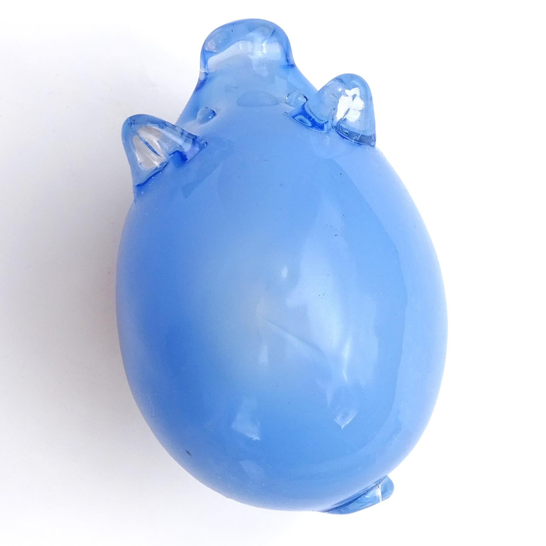 Seguso Vetri d'Arte Murano Opal Blau Italienische Kunst Glas Schwein Figur Skulptur im Angebot 2