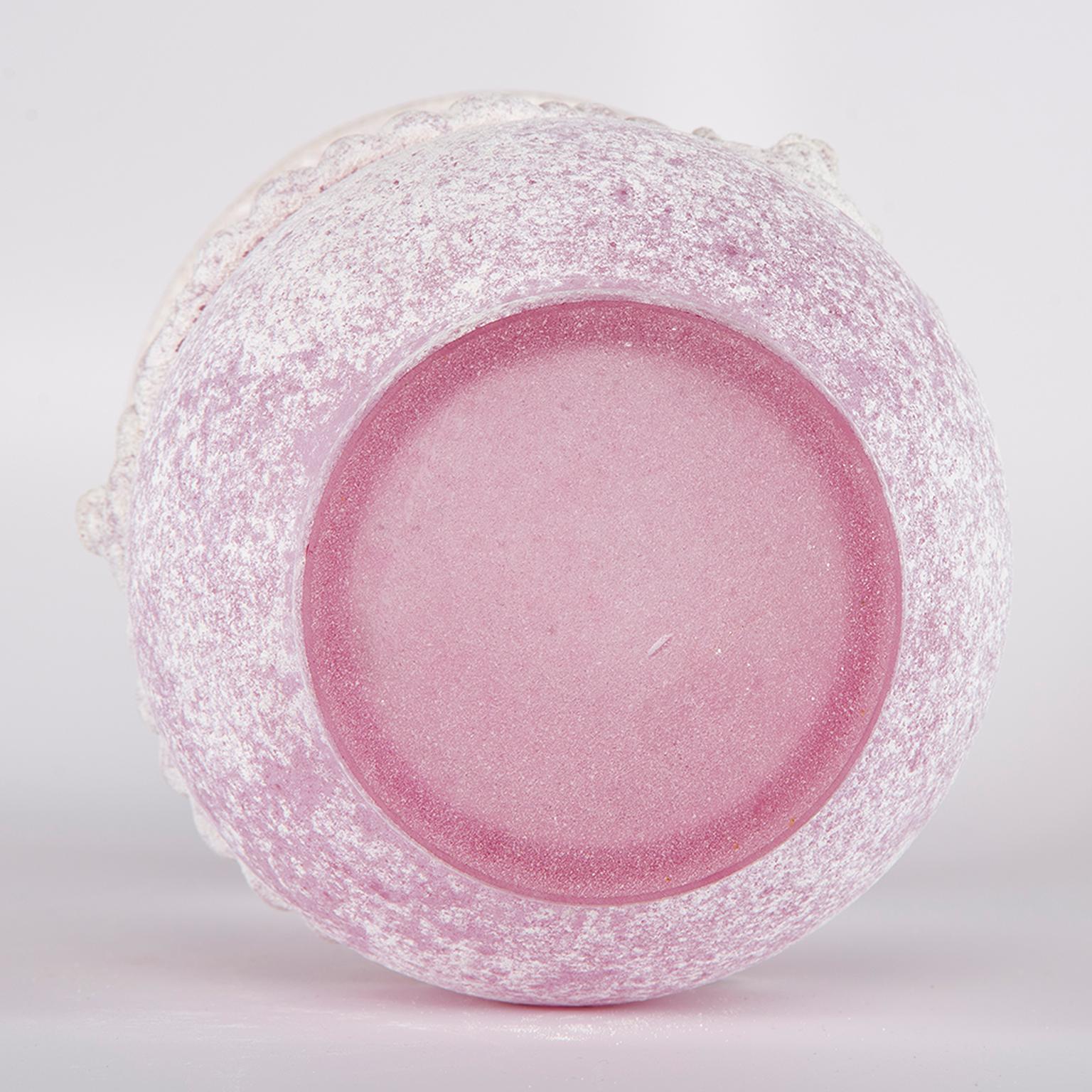 Seguso Vetri d”Arte Murano Pink Scavo Glass Vase 3