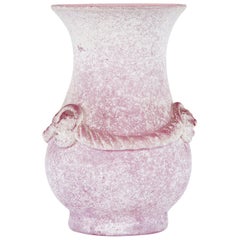 Seguso Vetri d”Arte Murano Pink Scavo Glass Vase