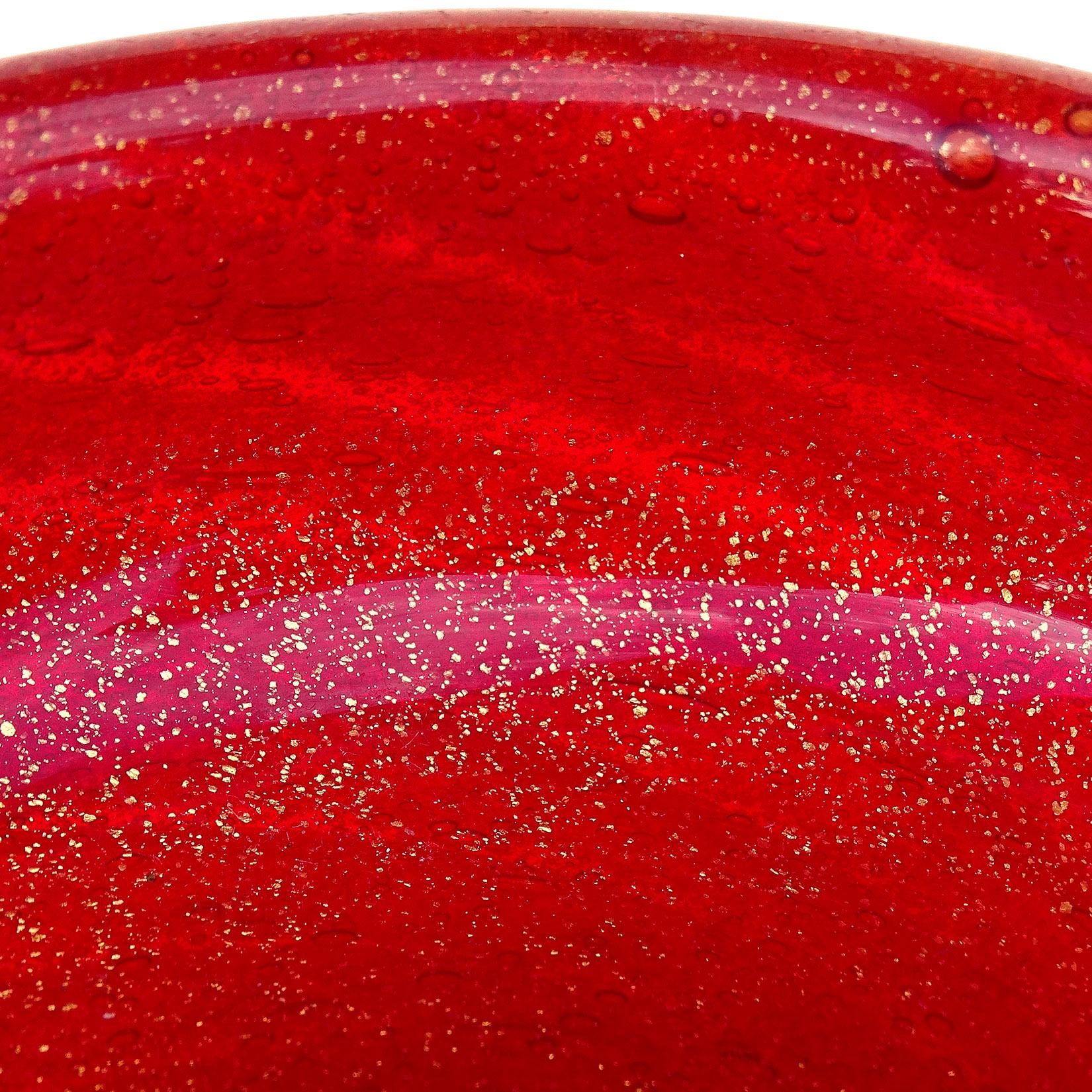 Seguso Vetri d'Arte Murano Rotgoldflecken Pulegoso Aschenbecher aus italienischem Kunstglas (Handgefertigt) im Angebot