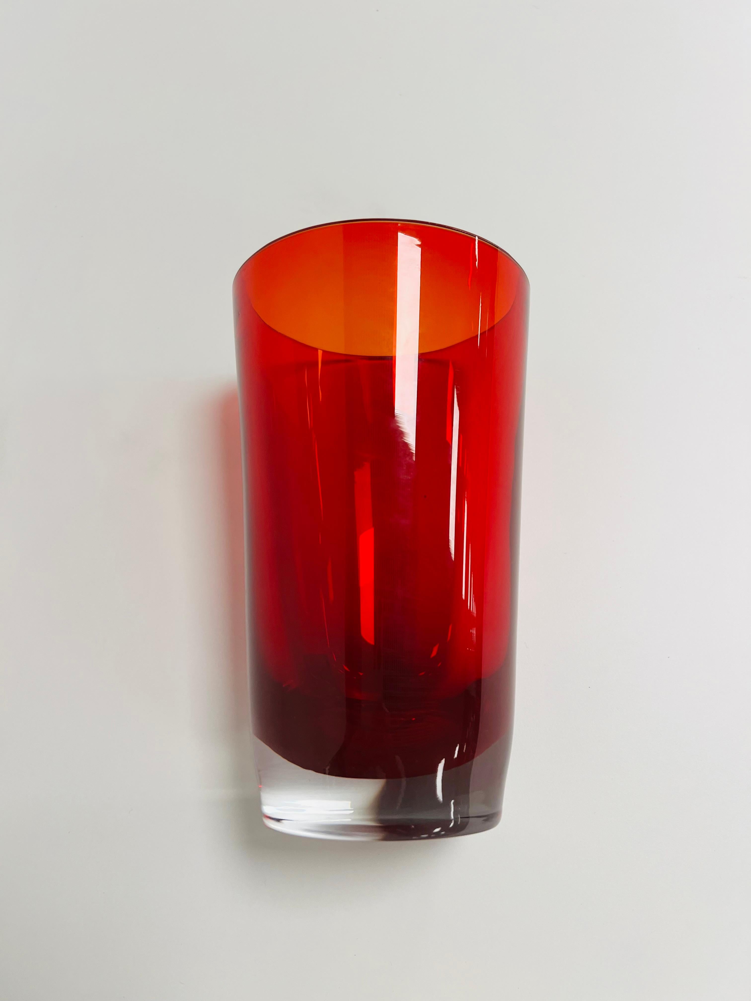 International Style Vaso Seguso Vetri d'Arte Murano rosso in vendita
