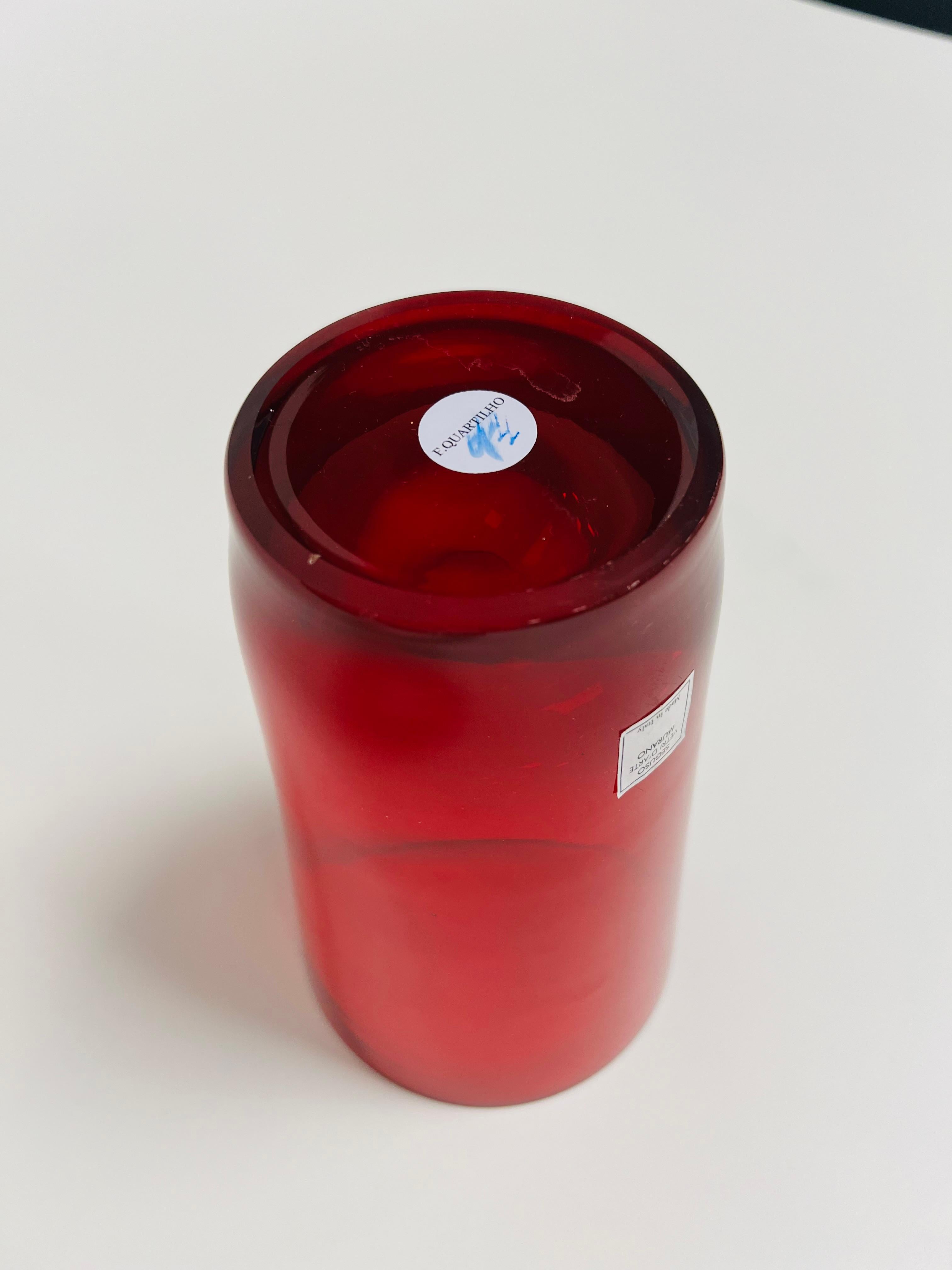Italiano Vaso Seguso Vetri d'Arte Murano rosso in vendita