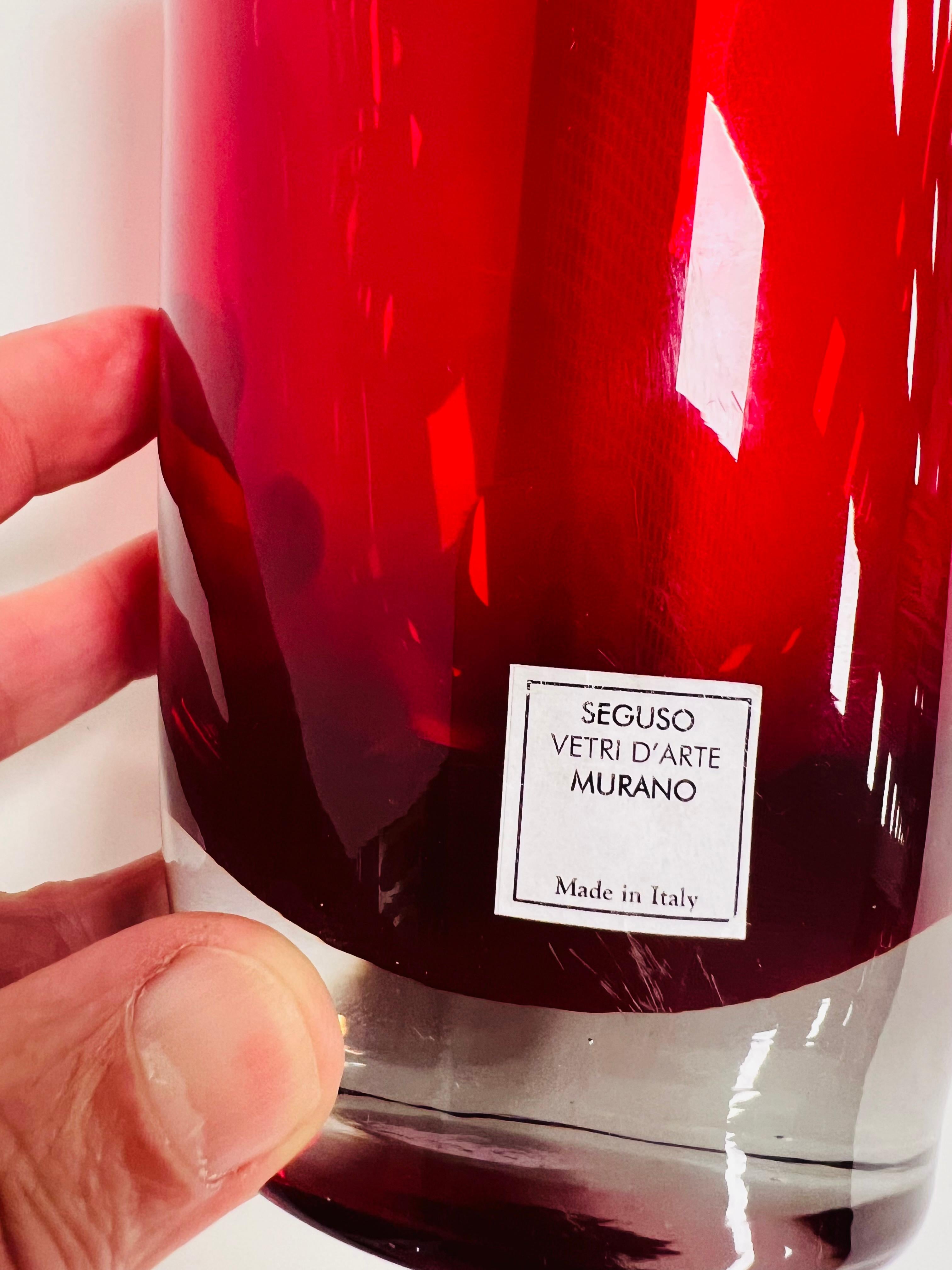 Fatto a mano Vaso Seguso Vetri d'Arte Murano rosso in vendita