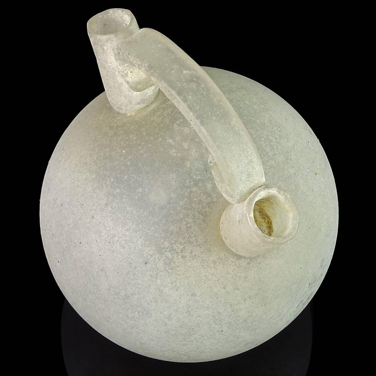 Seguso Vetri d'Arte Murano Scavo Texture Italian Art Glass Double Vase Jug For Sale at 1stdibs