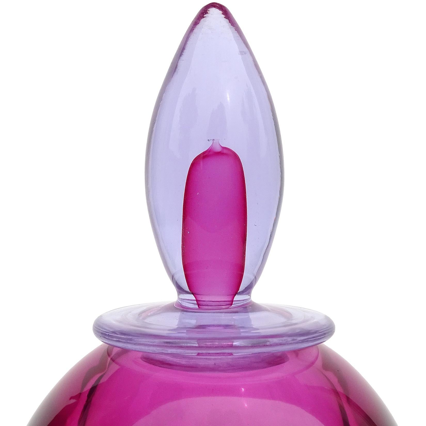 Mid-Century Modern Seguso Vetri d'Arte Murano Sommerso Alexandrite Purple Pink Italian Glass Jar