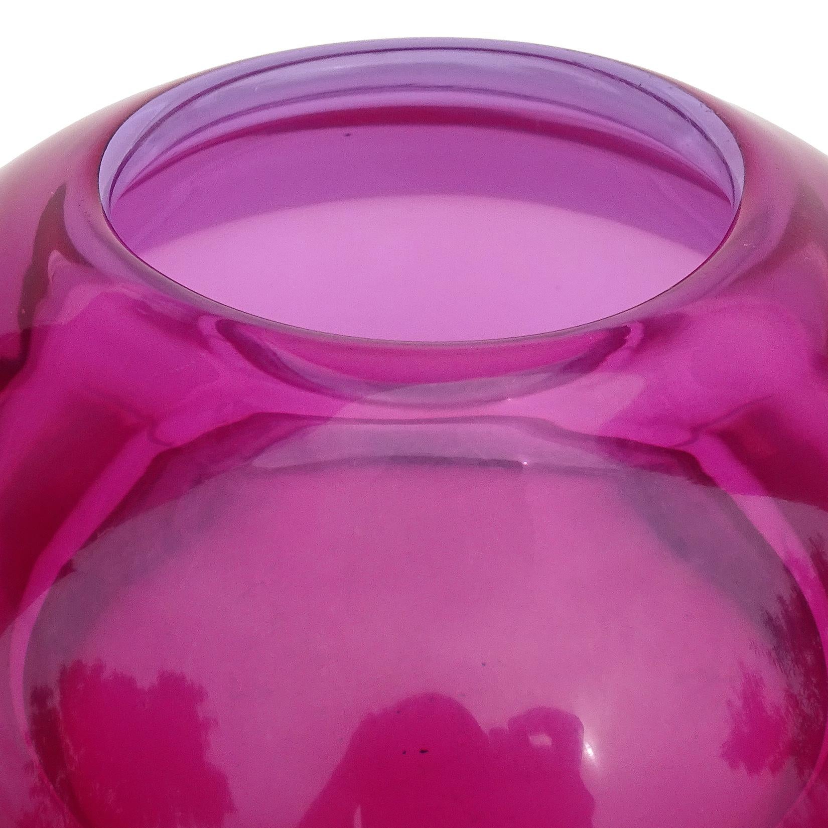 Seguso Vetri d'Arte Murano Sommerso Alexandrite Purple Pink Italian Glass Jar In Good Condition In Kissimmee, FL