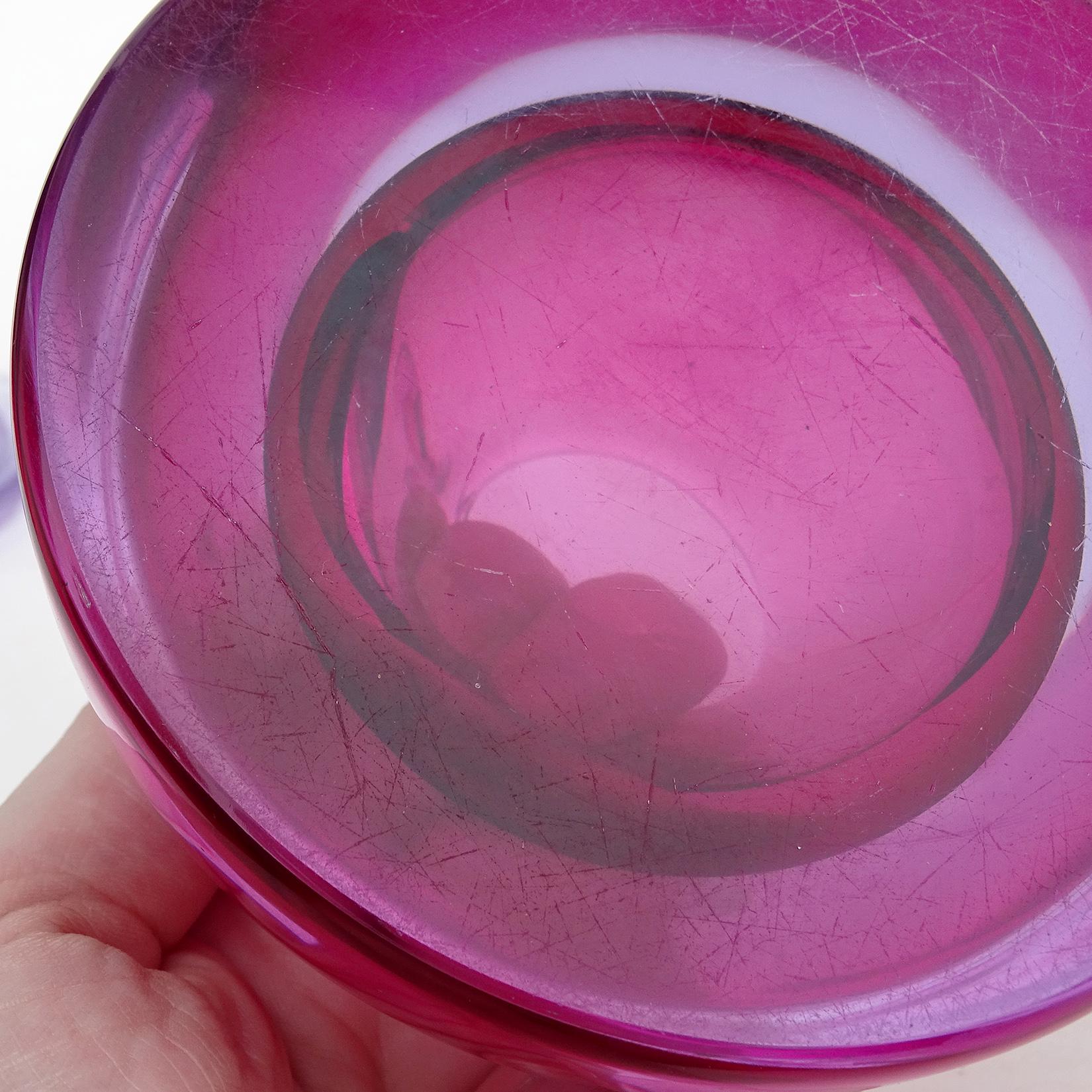 Seguso Vetri d'Arte Murano Sommerso Alexandrite Purple Pink Italian Glass Jar 2