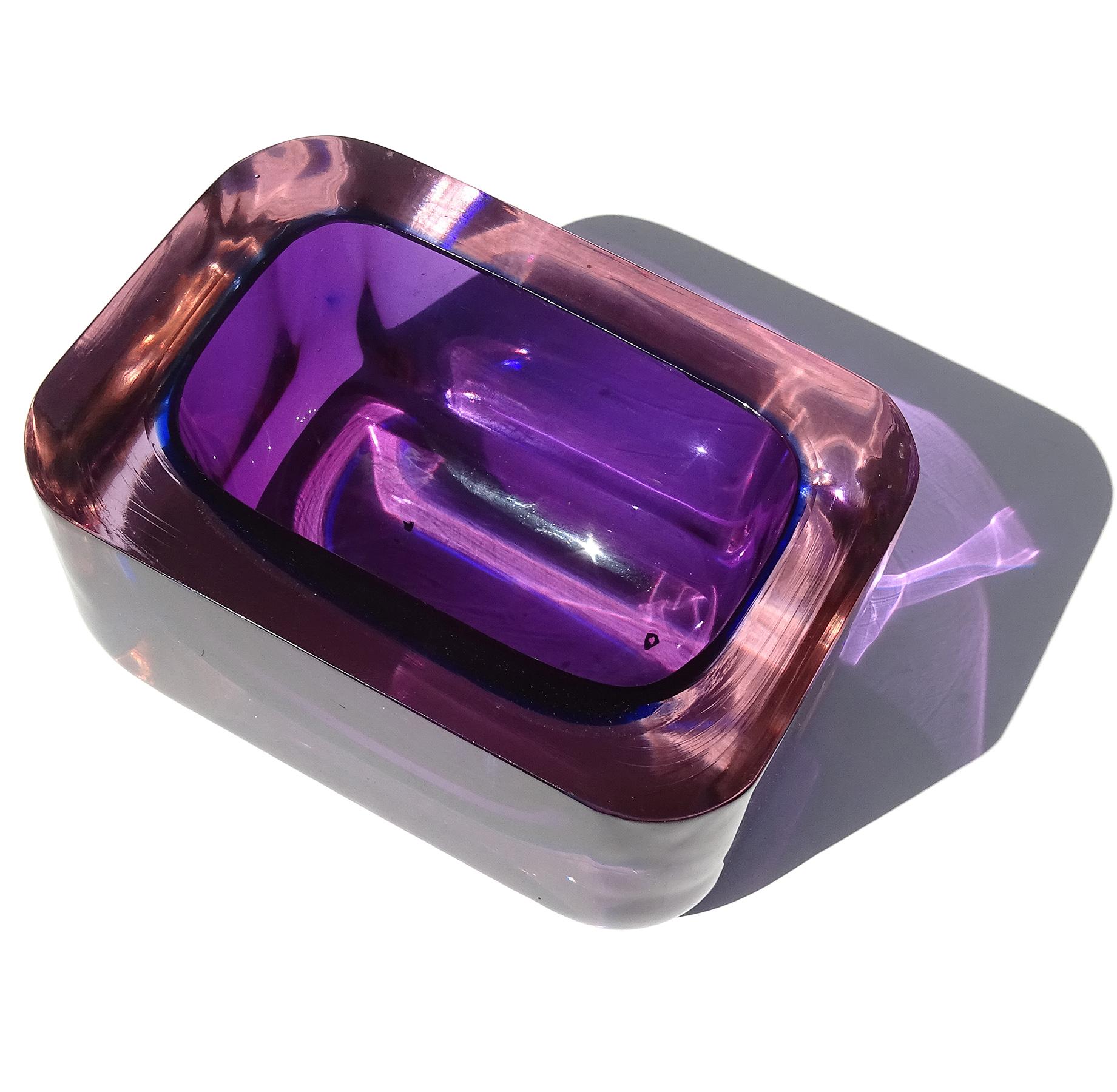 Fait main Seguso Vetri d'Arte Murano Sommerso améthyste bleu violet verre d'art italien en vente