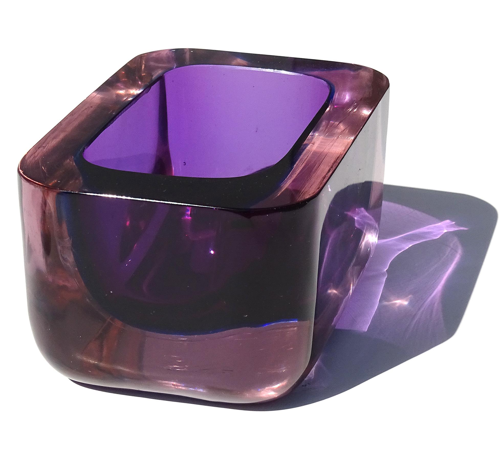 Seguso Vetri d'Arte Murano Sommerso améthyste bleu violet verre d'art italien Bon état - En vente à Kissimmee, FL