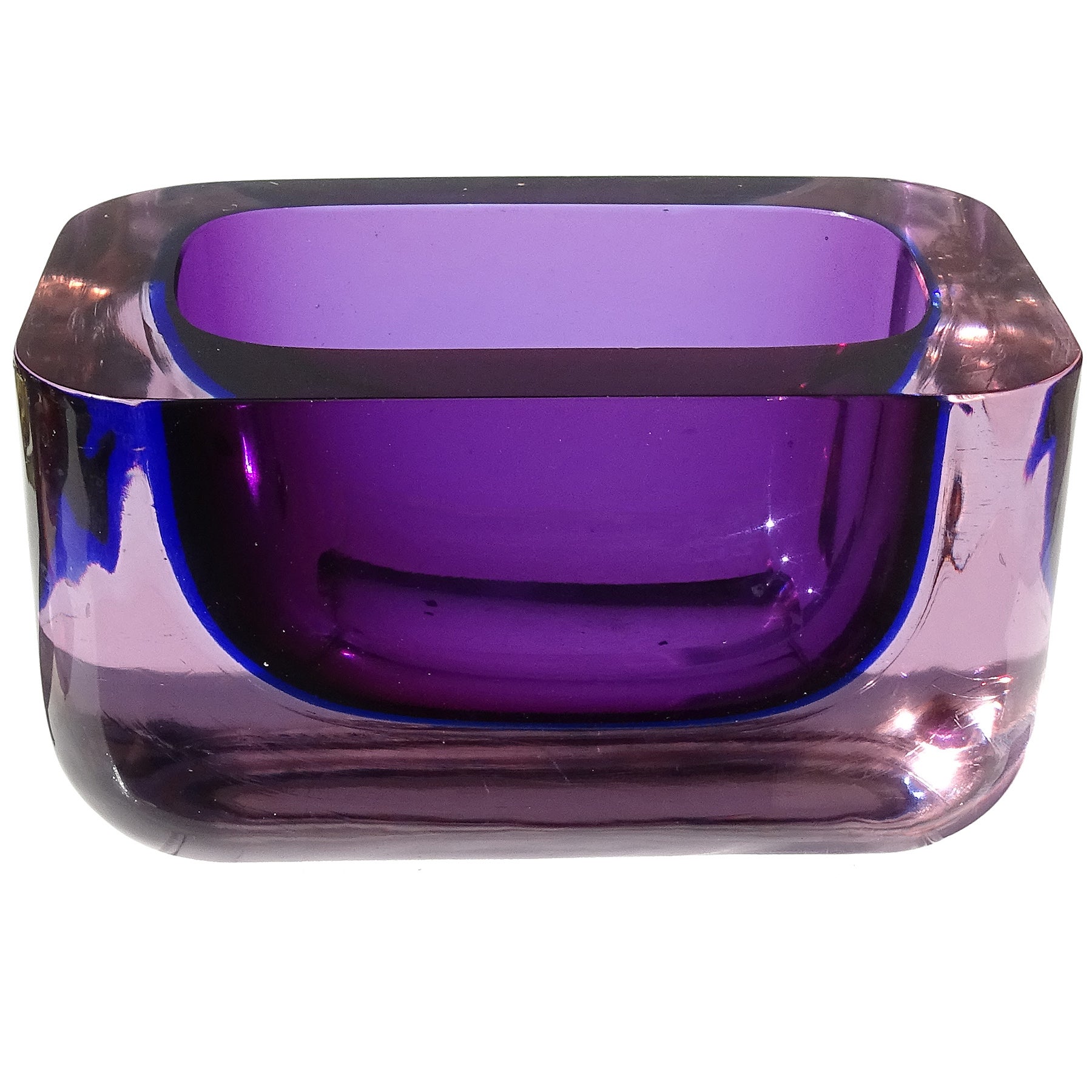 Seguso Vetri d'Arte Murano Sommerso améthyste bleu violet verre d'art italien en vente